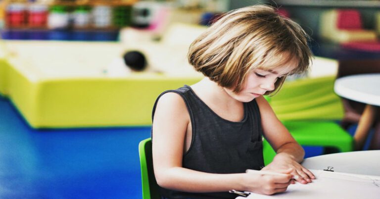 a child writing something